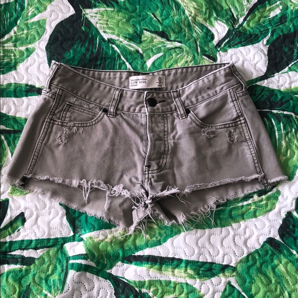Green/gray Low Rise Distressed Abercrombie Shorts